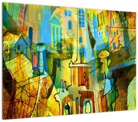 Obraz - Architektura, abstrakcja kubistyczna (70x50 cm)