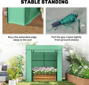 Outsunny Szklarnia foliowa z drzwiami na zamek Oknami siatkowymi Skośny dach 196 x 77 x 197 cm Zielona | Aosom PL