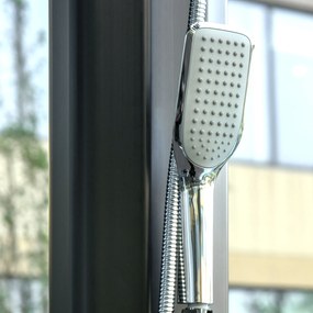 Outsunny Zasilany energią słoneczną prysznic na zewnątrz, prysznic solarny, czarny, 17,5 x 14,5 x 216 cm