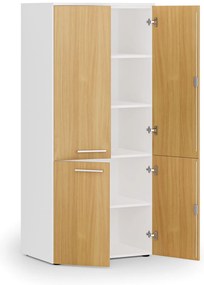 Szafa biurowa pół-drzwi PRIMO WHITE, 800 x 500 x 1781 mm, biały/buk