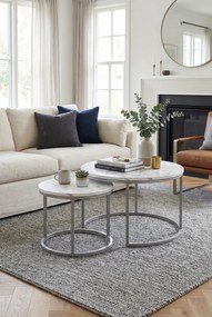 Zestaw okrągłych stolików kawowych z marmurkowym blatem G8-B48