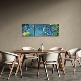Obraz - Liście roślin tropikalnych (z zegarem) (90x30 cm)