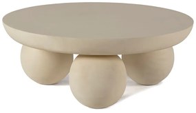 Beżowy okrągły stolik z litego drewna mango ø 90 cm Ailen – Marckeric