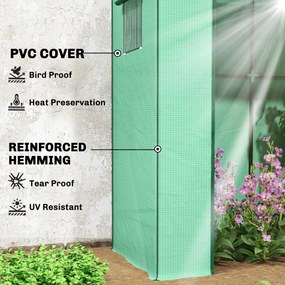 Outsunny Szklarnia foliowa z drzwiami na zamek Oknami siatkowymi Skośny dach 196 x 77 x 197 cm Zielona | Aosom PL