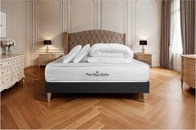 Kompletny zestaw lózka - materac 160x200 cm + Sprezyna skrzyniowa z listwami (w zestawie) + 2 poduszki Koldra - Balmoral