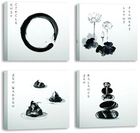 Obrazy zestaw 4 szt. 30x30 cm Japanese Zen – Wallity