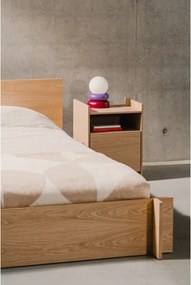 Czerwona/fioletowa lampa stołowa z litego drewna ze szklanym kloszem (wysokość 24 cm) Otem – noo.ma