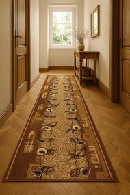 Brązowy chodnik z motywem roślinnym na metry T6-S71
