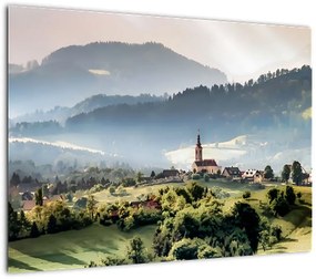 Obraz - wieś we mgle (70x50 cm)