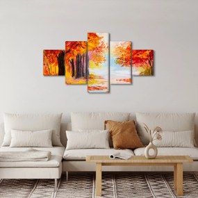 Obraz - Obraz olejny, kolorowa jesień (125x70 cm)
