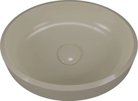 Umywalka z konglomeratu nablatowa okrągła beżowa 40 cm RONA beige : Wykończenie - matowe