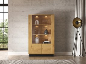 Witryna niska BRONX 2D 92cm dąb/czarna ML MEBLE
