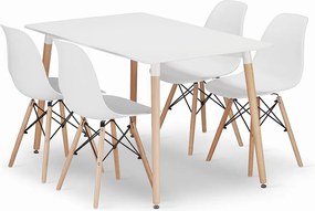 Zestaw obiadowy Valora | Stół YURO 120x80 biały + 4 krzesła OSAKA białe