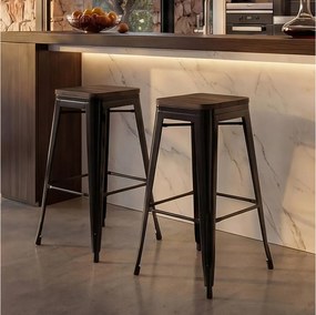 Stołek barowy MCW-A73 (zestaw 2 szt.),  czarny