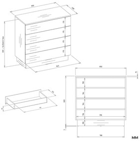 Stylowa komoda z 4 szufladami  H6-A56