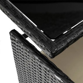 Zestaw Mebli Ogrodowych BONITO Czarny/Kremowy Fotele Pufy Stolik Technorattan Nowoczesny