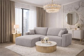 Narożnik z funkcją spania i pojemnikiem Ariel XL, tkanina welurowa Salvador, Szary, Lewy