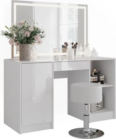 Stół do toalety biały/biały wysoki połysk 128.2x50.1x76 sherry