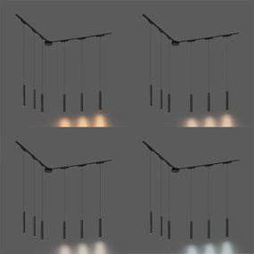 Nowoczesny system oświetlenia szynowego z 6 czarnymi lampami wiszącymi jednofazowymi - Magnetic Cassie