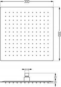 Mexen Slim deszczownica 30 x 30 cm z ramieniem prysznicowym, chrom - 79130112-00