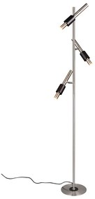 Czarna/w kolorze srebra lampa stojąca LED (wysokość 150 cm) Ikaris – Trio Select