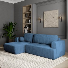 Masseno Narożnik SENTI z funkcją spania i pojemnikiem na pościel Narozniki L, Rozkładana sofa - Niebieski, POSO 05