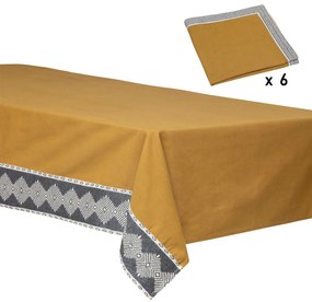 Bawełniany obrus na stół prostokątny 150 x 250 cm DREAMS z 6 serwetkami