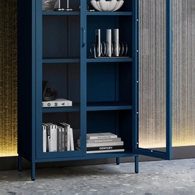 Witryna szklana do salonu granatowa Modern ANGELO 800 x 1850 x 450 mm