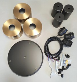 Lampa sufitowa loftowa metalowa wisząca AT26-3SZ-Czarny+Złoty