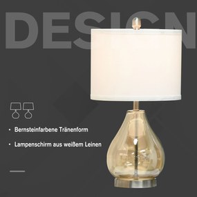 HOMCOM Zestaw 2 lamp stołowych Zestaw 2 opraw stołowych E27 Lampka nocna len szkło bursztynowy