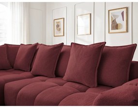 Bordowy rozkładany/ze schowkiem narożnik z tkaniny szenilowej (lewostronny/w kształcie litery L) Everest – Bobochic Paris