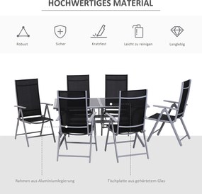 Outsunny 7-częściowy zestaw mebli ogrodowych aluminiowy stół i krzesła do ogrodu tarasu | Aosom PL