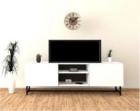 Stojak pod telewizor – 150 cm x 50 cm x 36,8 cm – Biały – Płyta wiórowa pokryta melaminą