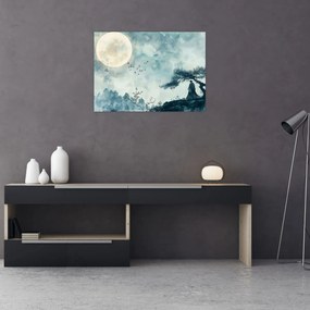 Obraz - Malowanie księżyca w pełni (70x50 cm)