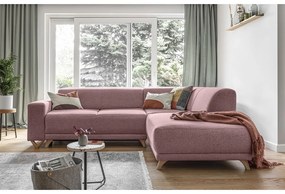 Różowy rozkładany/ze schowkiem narożnik (prawostronny/w kształcie litery L) Classy Sophie – Miuform