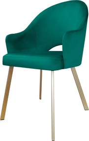 Krzesło Velvet tkanina Welur noga metalowa : Kolor nogi - Złota profil, Kolor tkaniny - VELVET - MG20, Typ siedziska - Siedzisko stałe