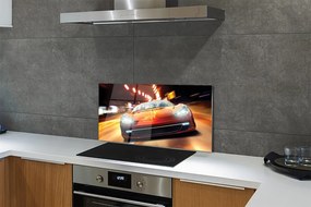 Panel szklany do Kuchni Sportowe Auto w Nocnym Mieście