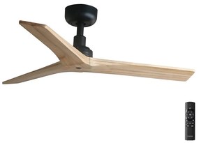 FARO 34284 - Wentylator sufitowy KLIM S sosna/czarny śr. 92,5 cm + pilot