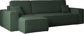 Narożnik z funkcją spania i pojemnikiem, Sofa w kształcie L, BEST L, tkanina Abriamo, Ciemnozielony, Lewy