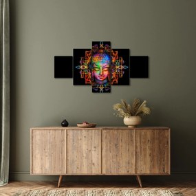 Obraz - Popiersie Buddy w neonowych kolorach (125x70 cm)