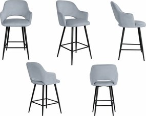 Hoker Milano krzesło barowe tkanina Welur podstawa metalowa : Kolor nogi - Czarna stożek, Kolor tkaniny - VELVET - BL06, Typ siedziska - Siedzisko obrotowe 360°