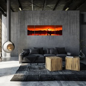 Obraz - Rybacy na jeziorze (170x50 cm)