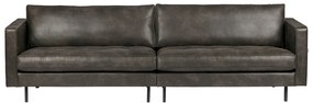 Czarna sofa ze skóry z recyklingu BePureHome Rodeo, 277 cm