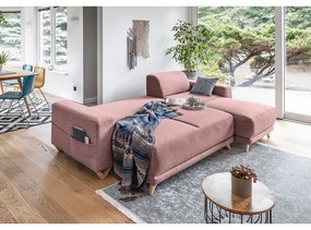 Różowy rozkładany/ze schowkiem narożnik Classy Sophie – Miuform
