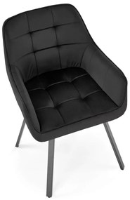 Krzesło do jadalni obrotowe z podłokietnikami czarne welurowe K588