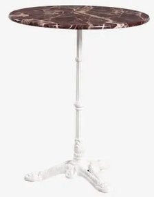 Okrągły Stolik Barowy Ø60cm Z Naturalnego Kamienia Azteca Czerwony Marmur Cherry Gold - Lodowcowa Biel - Sklum