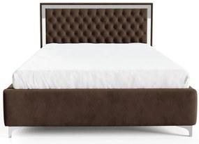 Brązowe nowoczesne łózko z pikowanym zagłówkiem A4-C74