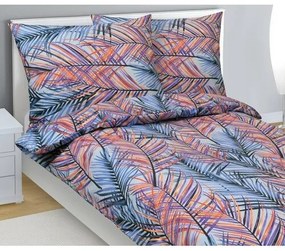 Bellatex Pościel bawełniana Paproć niebieski, 140x 200 cm, 70 x 90 cm