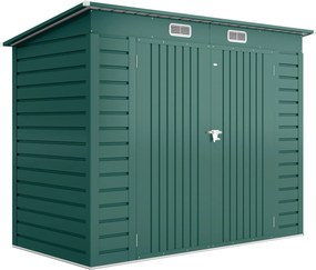 Outsunny Metalowy Schowek Ogrodowy, Schowek na Narzędzia, Podwójne Drzwi, 249S x 121G x 166/183W cm, Zielony