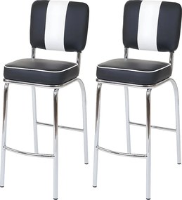 Stołek barowy Akita (zestaw 2), czarno-biały